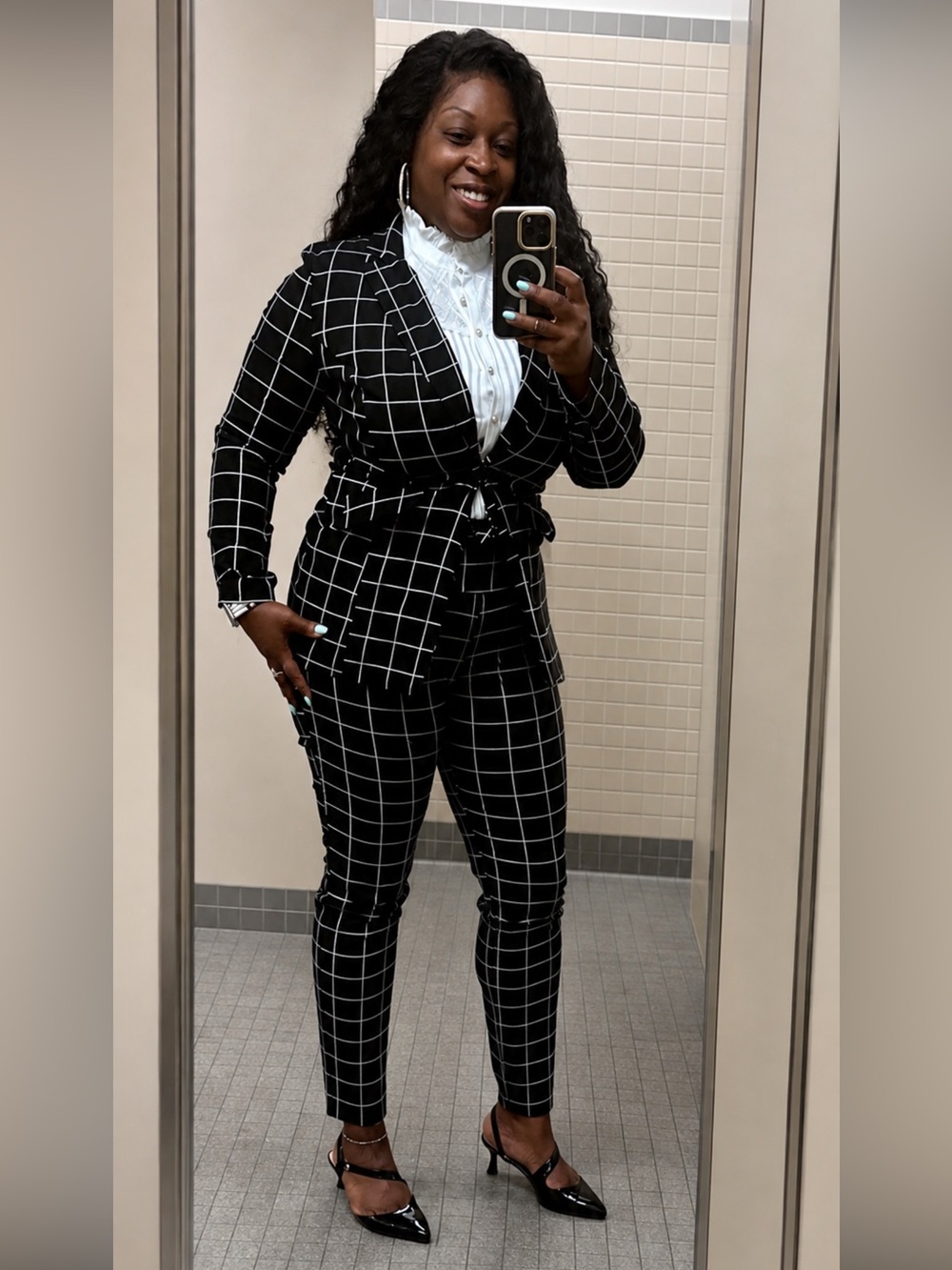 Classic Black Windowpane Suit Pants & Blazer Set🎬